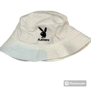 Playboy Bunny White Cotton Bucket Hat